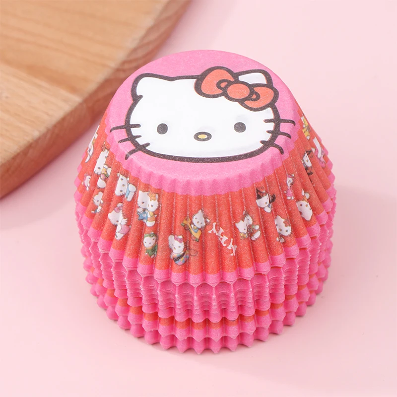 100PCS Sanrio Hello Kitty Snow Meiniang Cake Paper Holder Cartoon Mafen Baking Cake Paper Cup Heat-Resistant Oil Resistant