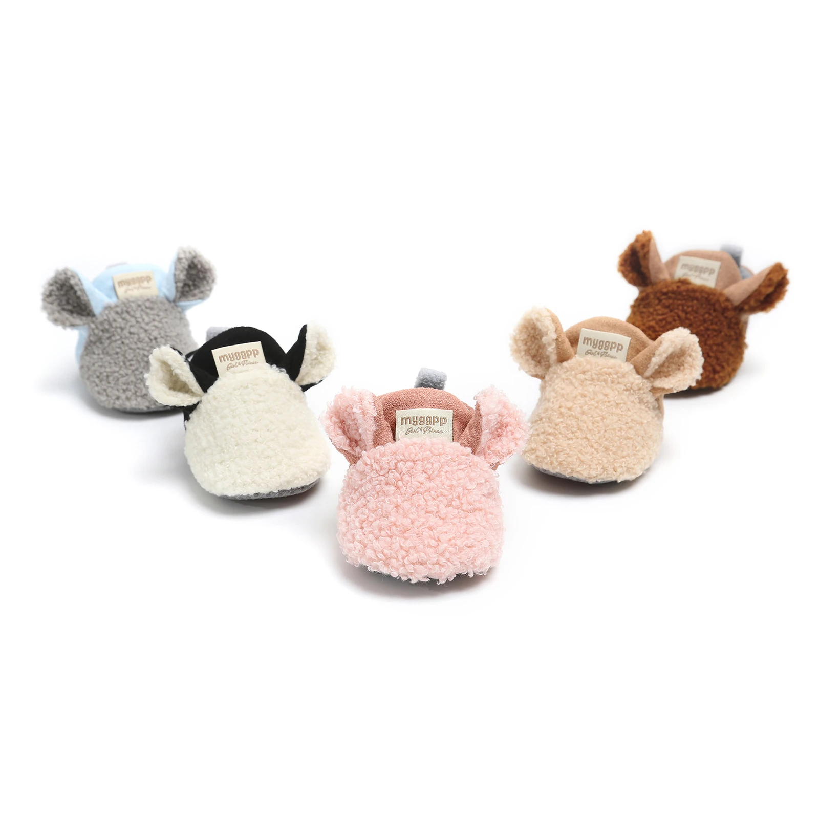 Newborn Baby Booties Faux Fur Cute Sheep Shape Non-Slip Soft Sole Crib Shoes for Winter