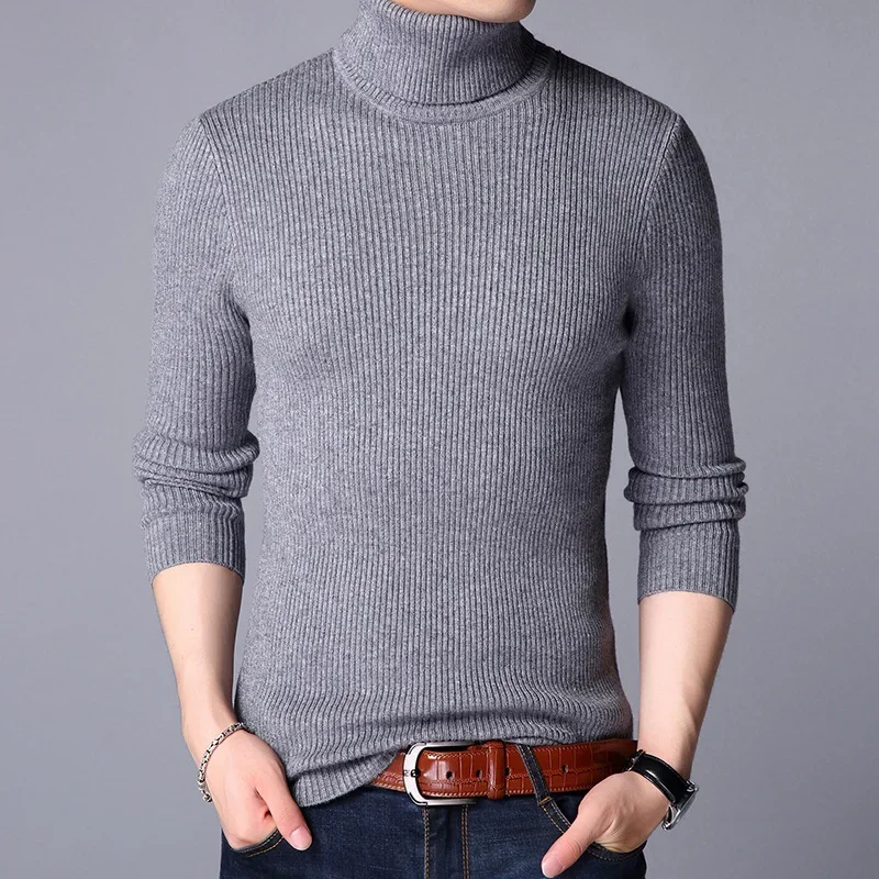 Autumn Winter Men's Turtleneck Sweater Men's Knitting Pullovers Rollneck Knitted Sweater Warm Men Jumper Slim Fit Casual Sweater