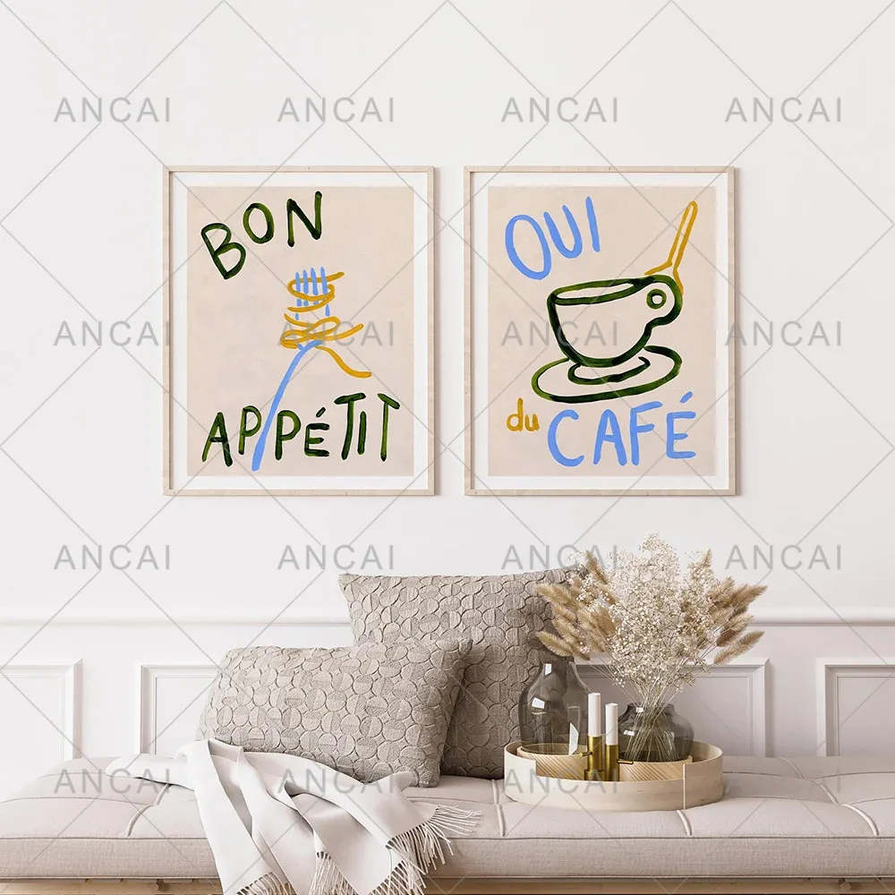 Pasta and Coffee Art Canvas Painting European French Posters Prints Wall Pictures For Modern Dining Room Kitchen Home Decor