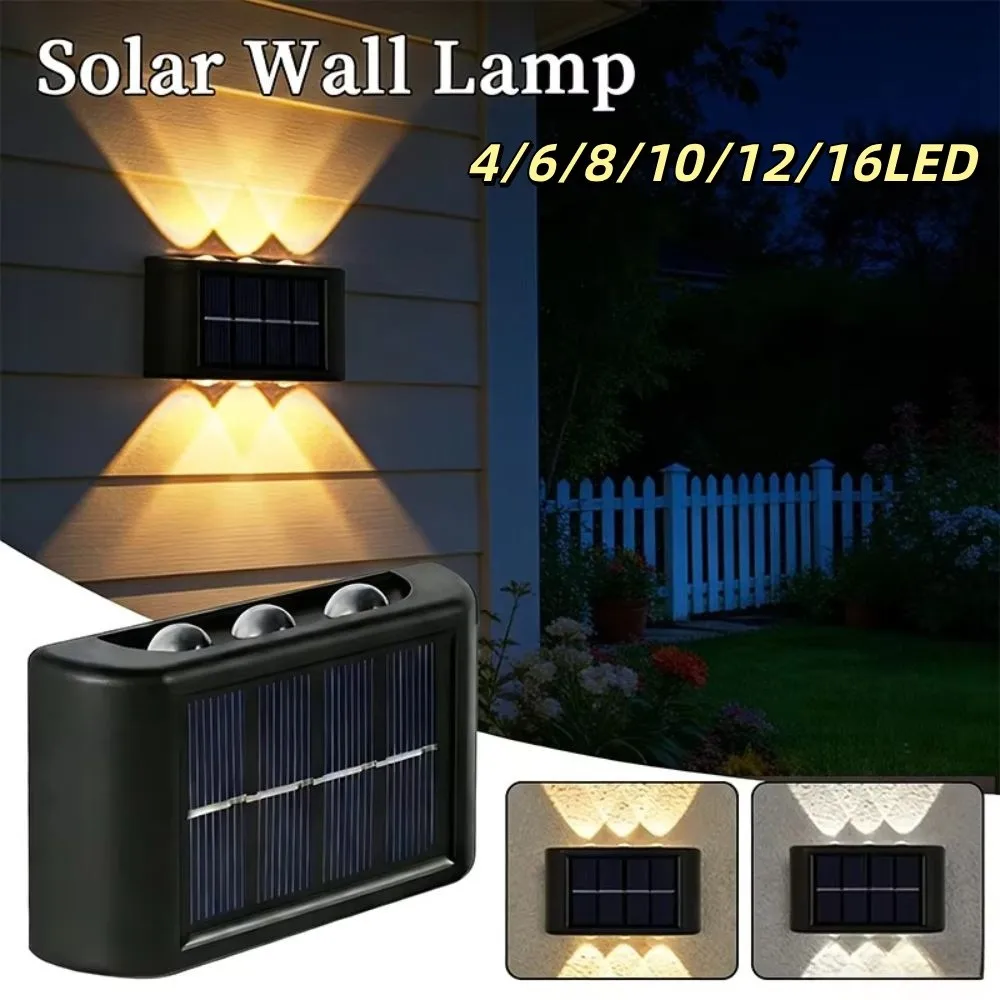 Decorative Waterproof Solar Light Lamp Warm Light Up And Down Luminous Solar Wall Lamp 4/6/8/10/12/16LED LED Solar Lamp Yard