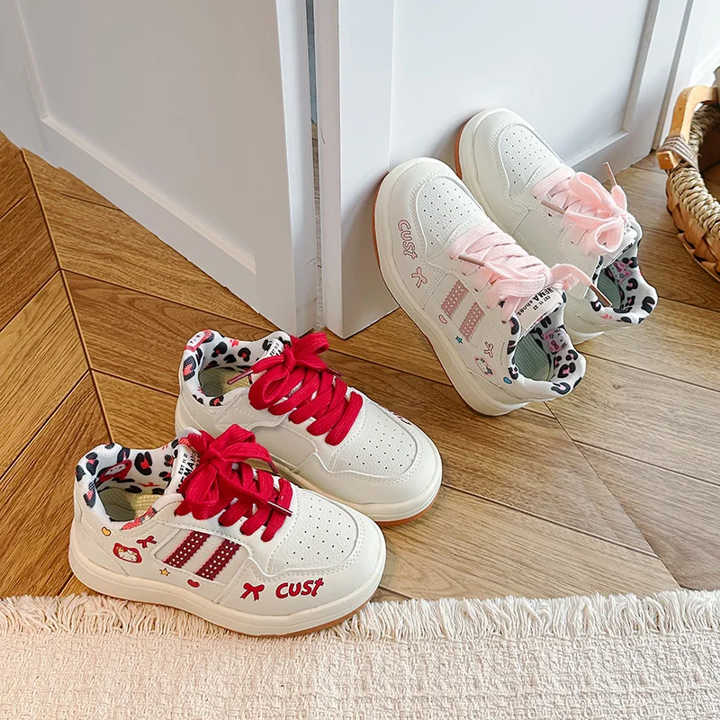 Children Girls Shoes School Sports Fashion Leather For Kids Tennis Casual Sneakers Children's Girl Running 7-12year Walking Shoe