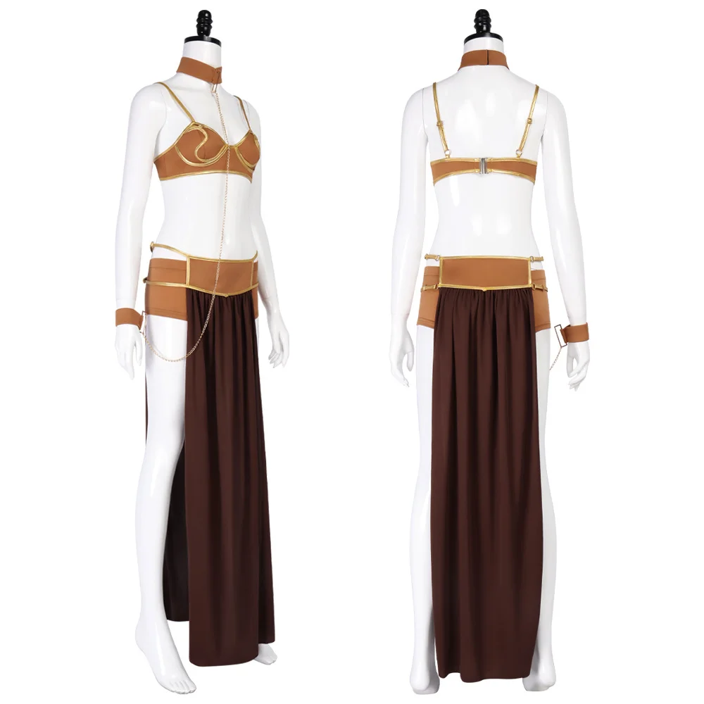 레아 공주 코스프레 섹시한 노예 복장 의상 여성 우주 전투 판타지 변장 비키니 의상 할로윈 카니발 파티 슈트