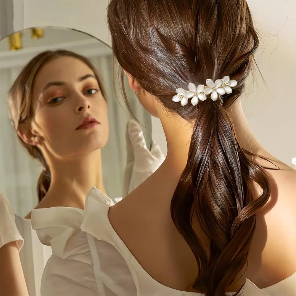 3 قطع من مشابك الشعر على شكل زهرة للنساء، مشابك شعر على شكل زهرة من حجر الراين العتيق، دبوس شعر على شكل زهرة كريستال فرنسية #5
