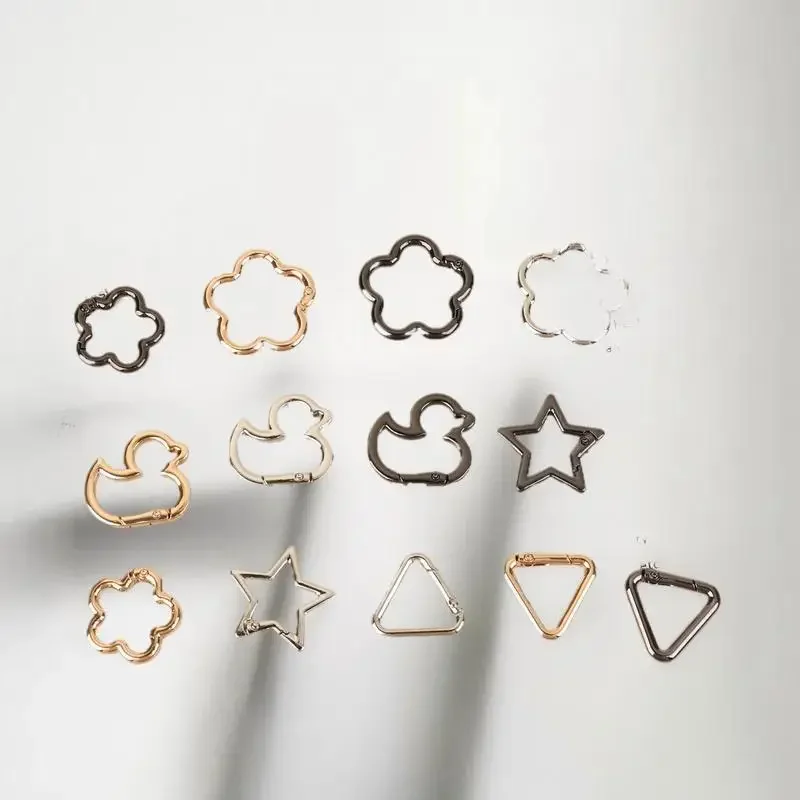 5Pcs Star Duck Flower Shape Spring Ring Open Buckle Carabiner Snap Clip For Leather Bag Handbag Belt Strap Connector