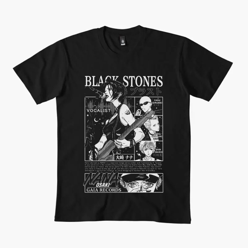 

Nana Osaki 0330 The Black Stones Punk Band Gift T shirt Large size Tops Anime Girl Graphic Print Y2k Clothes Cartoon Tee