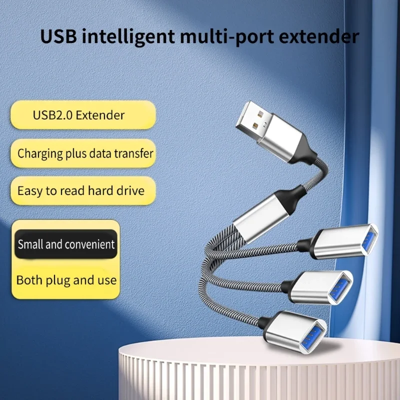 USB to 3 USB 2.0 HUB Dual 3Port Multi Splitter Adapter OTG for PC Laptop Surface Computer Accessories USB A Extension Power Data