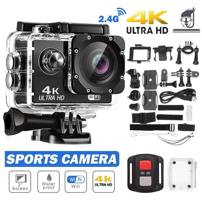 

Ultra HD 4K Action Camera 30fps/170D Underwater Waterproof Helmet Video Recording Cameras Remote WiFi Outdoors Mini Sport Camera