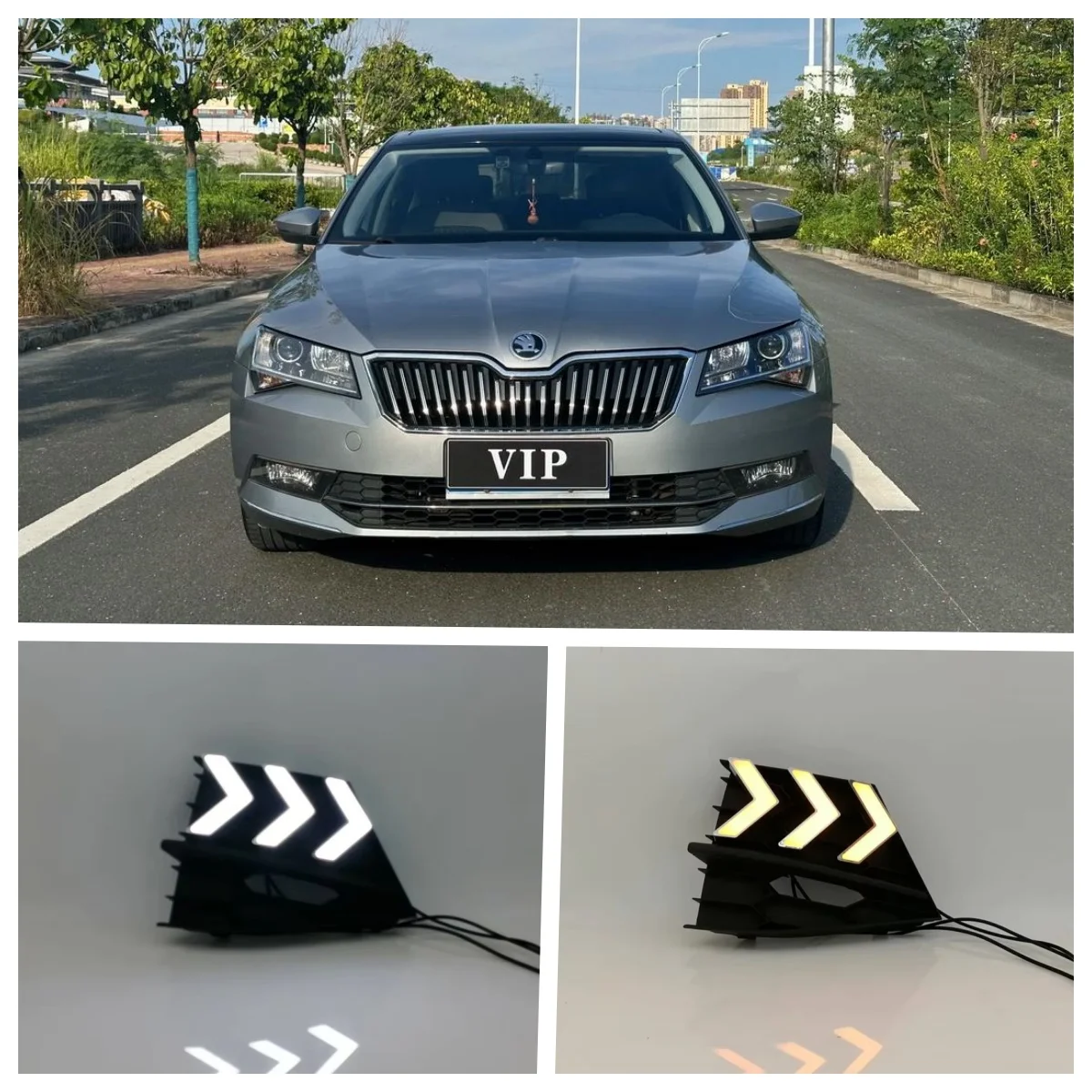 

Светодиодные ДХО для Skoda Superb 2013-2017: Водонепроницаемые дневные ходовые огни с динамическим указателем поворота