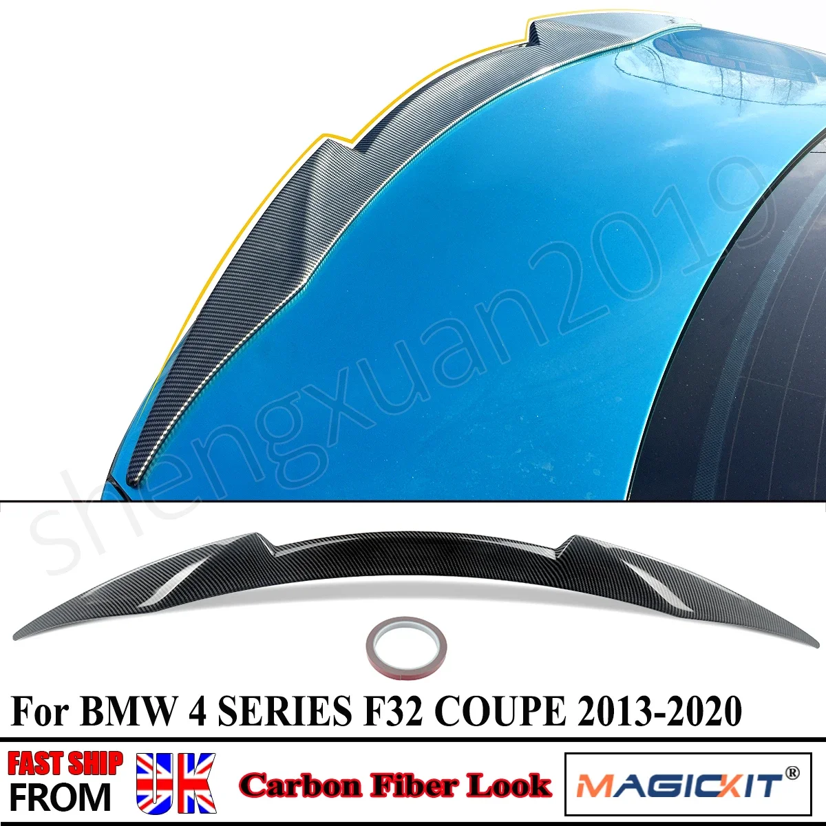 MagicKit Carbon Fiber Style Boot Spoiler Wing For BMW 4 Series F32 2DR F82 M4 Coupe Trunk