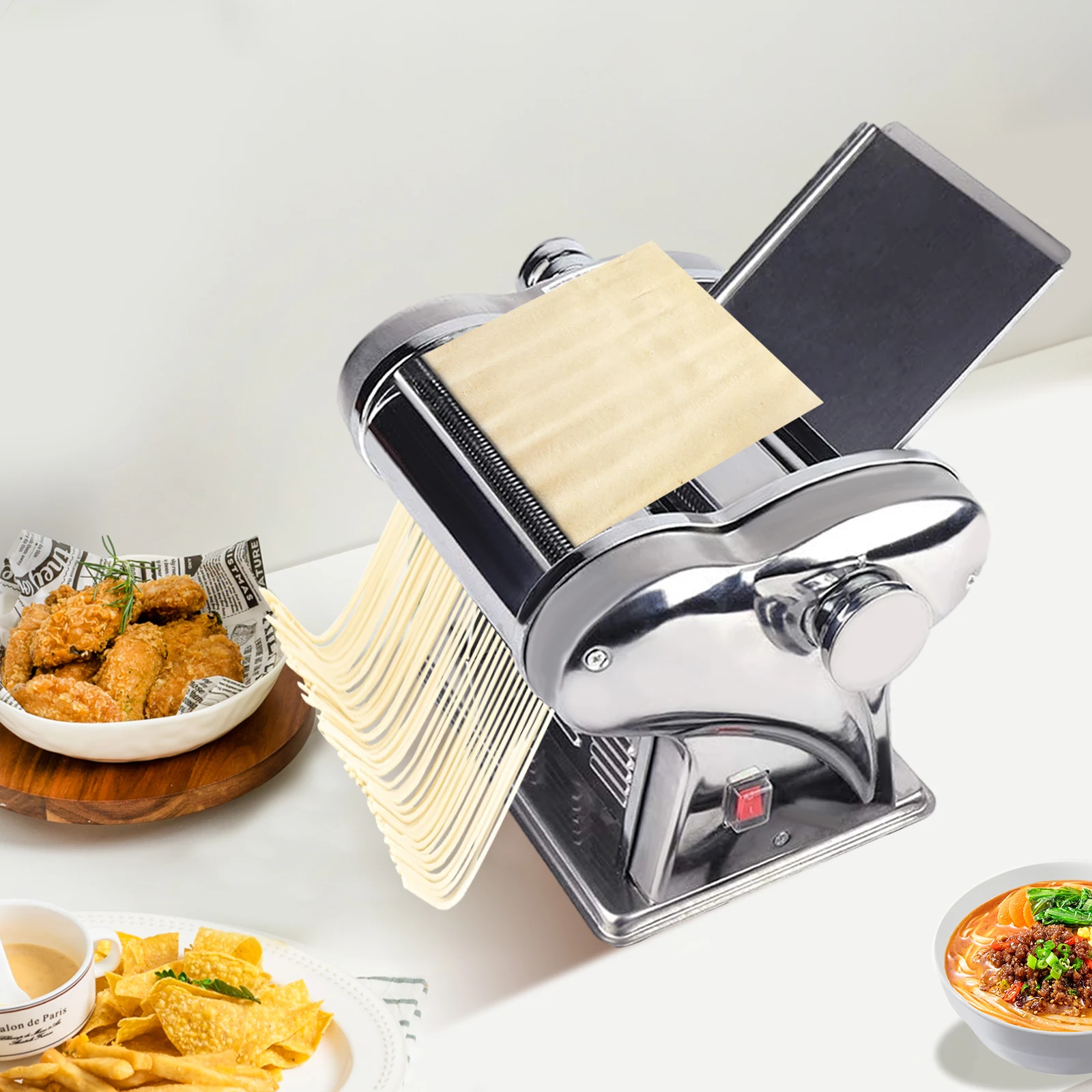 for 135W Powerful Motor Automatic Noodle Machine, Fresh Pasta Dough Roller,410 Stainless Steel Electric Pasta Maker