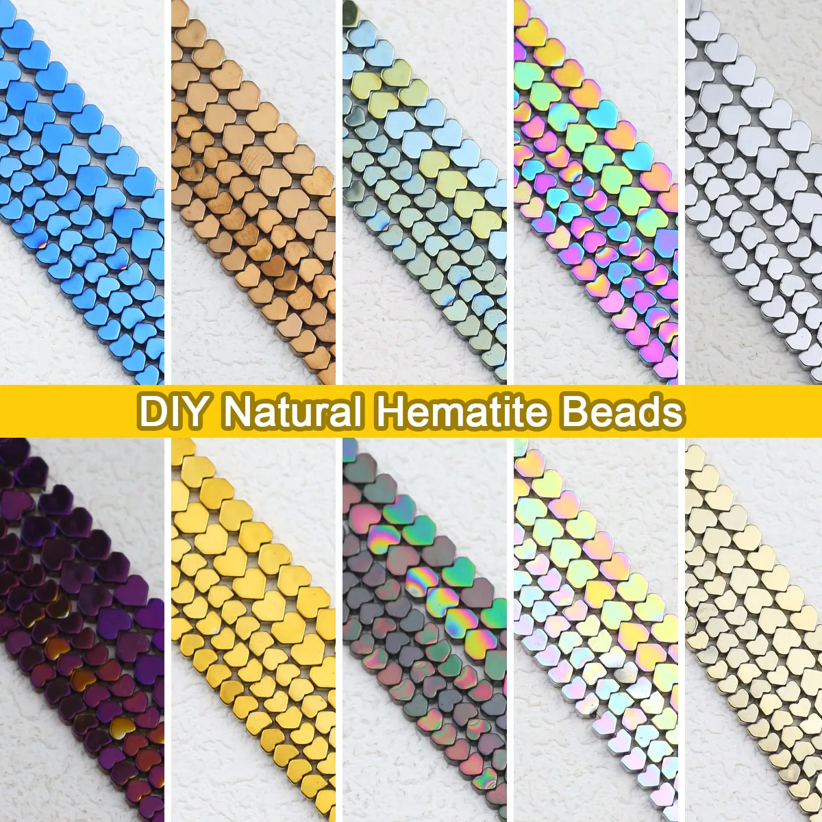 3/4mm Naturstein golden/silbrig plattiert herzförmige Hämatit Spacer lose Perlen für Schmuck herstellung Armbänder DIY Zubehör