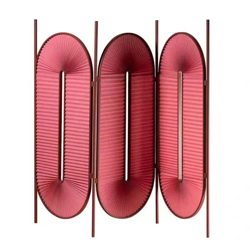 

Новый простой складной экран в китайском стиле, подвижный металлический каркас, плиссированная тканевая перегородка, веерообразная перегородка для виллы, гостиной