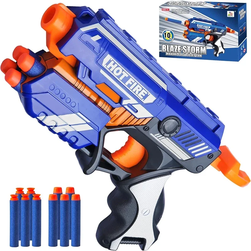 TISNERF Manually Toys Soft Bullets Guns, Blasting Gun Toys with 10Pcs Foam Darts, Toy Guns for Boys, Girls, Kids and Teens