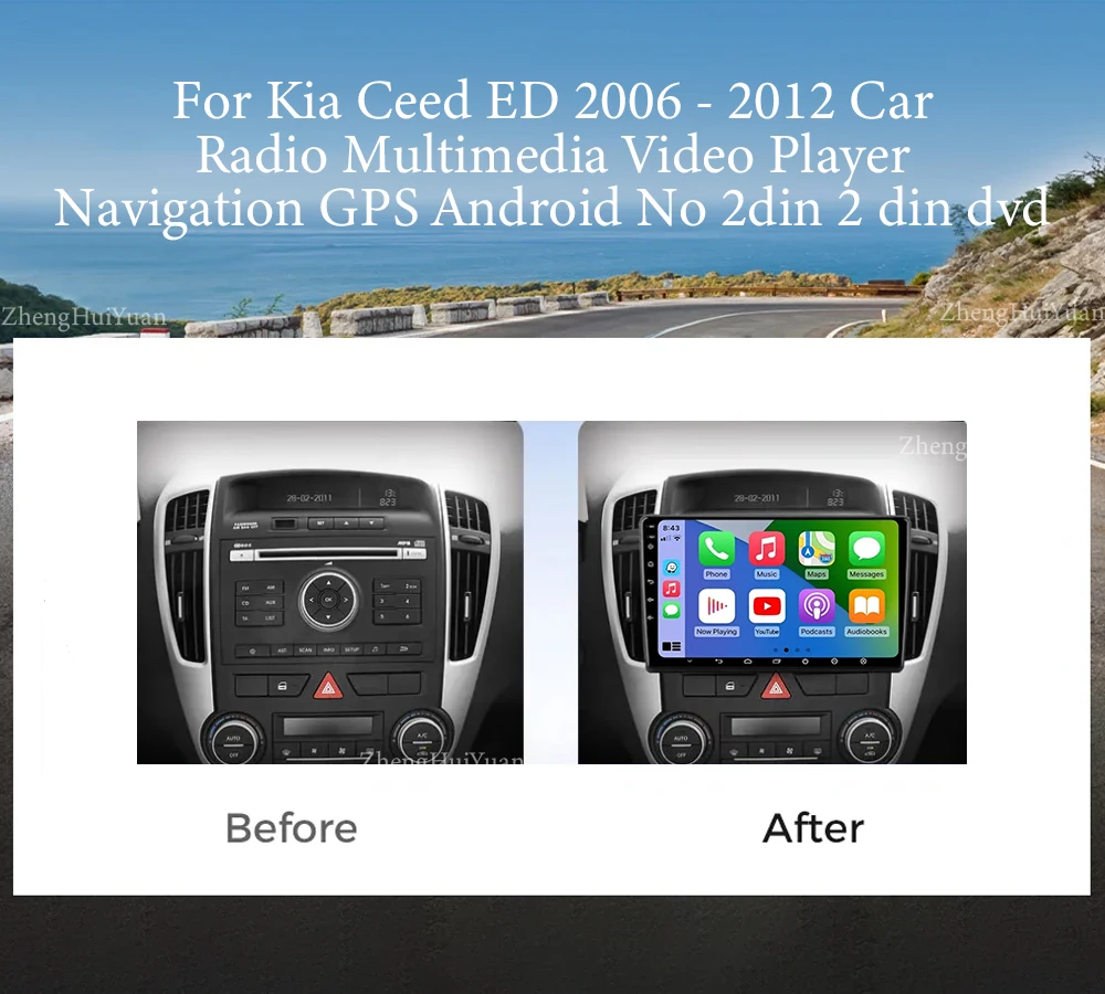 Android 14 Carplay Auto For Kia Ceed ED 2006 - 2012 Car Radio Multimedia Video Player Navigation GPS  No 2Din 2 Din DVD DSP 4G