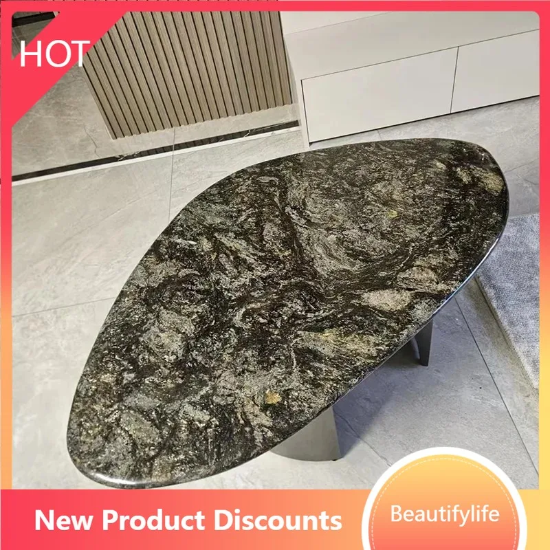 A07  Platinum diamond natural marble offee table ombination living room luxury stone speial-shaped high-end offee table