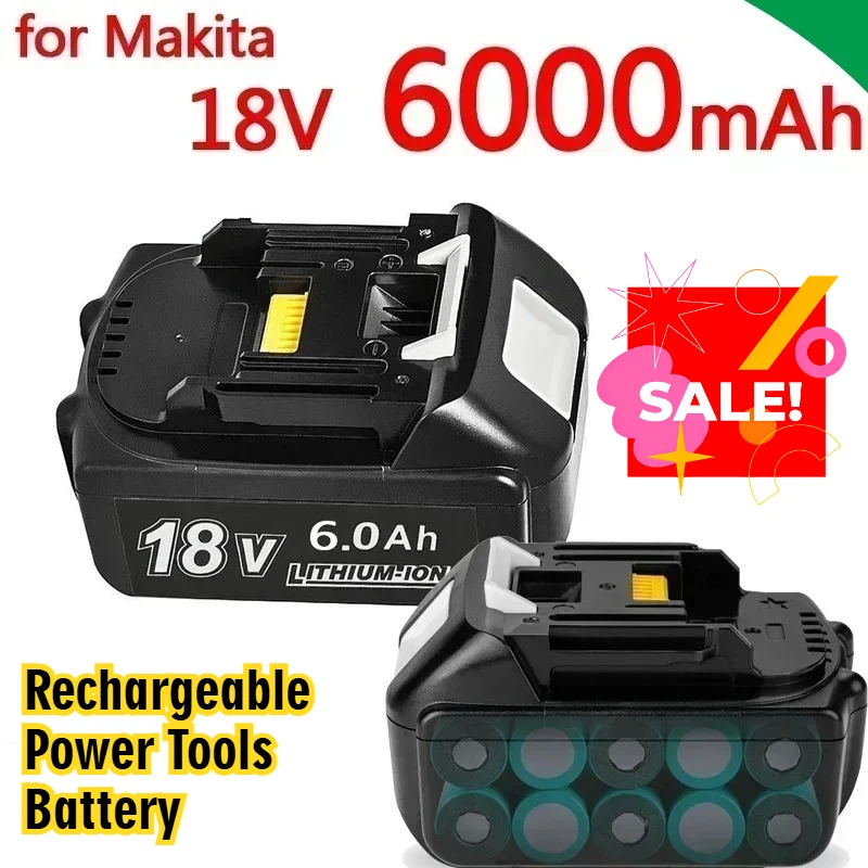 

for Makita 18V Battery 6000mAh Rechargeable Power Tools Battery with LED Li-ion Replacement LXT BL1860B BL1860 BL1850