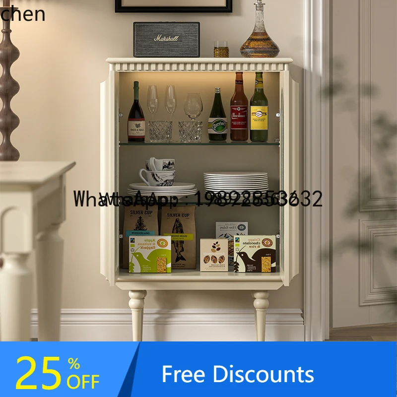 

LYY Solid Wood Side Cabinet Dining Side Cabinet Begonia Glass Door Storage Wine Display Storage Cabinet