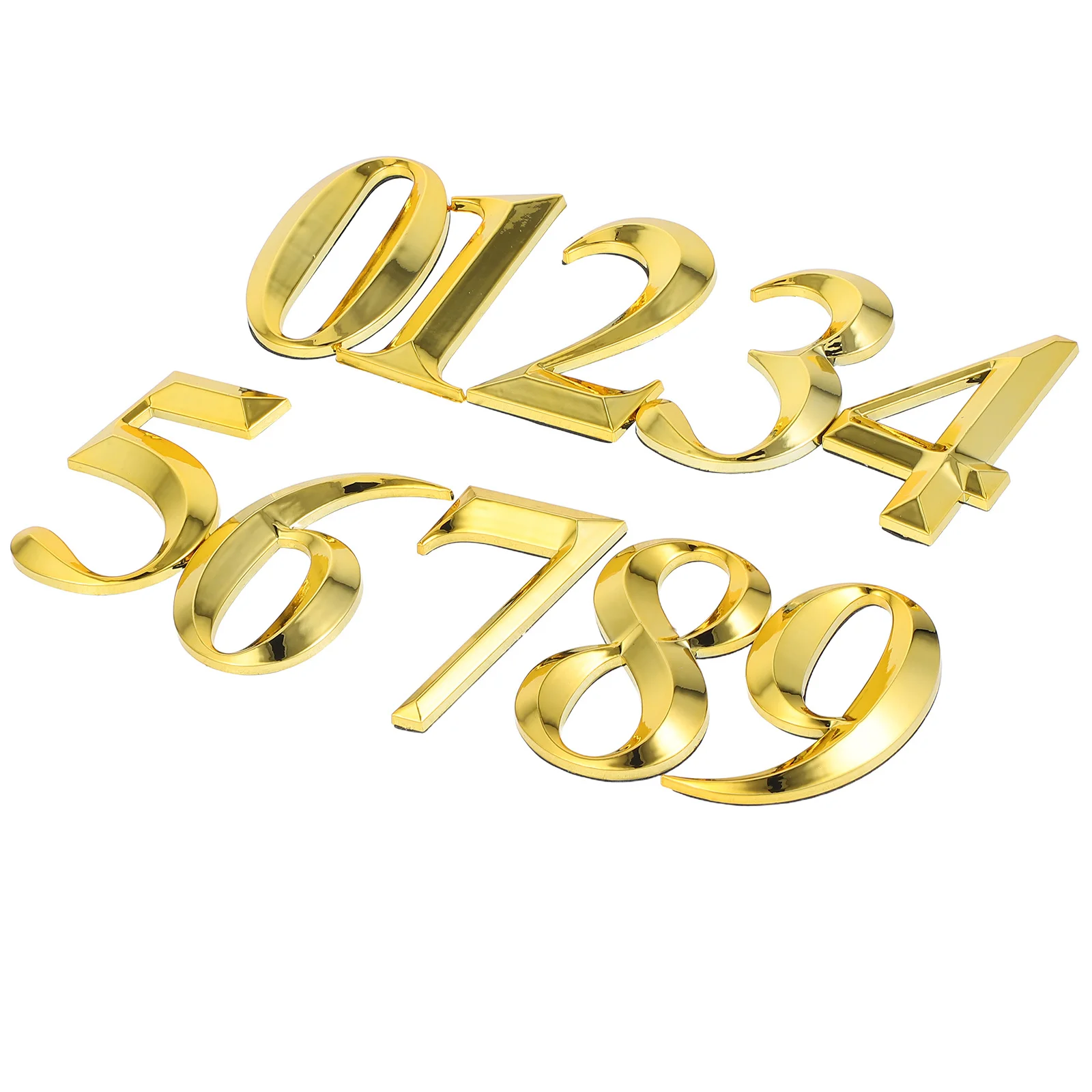 

10Pcs Electroplated House Numbers Gold 3D Plastic Self Adhesive Door Signs 0-9 for Mailbox Apartment Office Outdoor Address