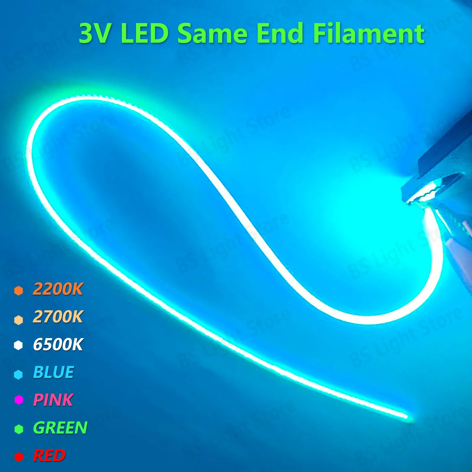 LED Filament Ultra Slim 3V Bulb Same End Flexible Filament Retro Edison Bulb 352mm 300mm 255mm 110mm 80/25mm 9 Colors Trimmable