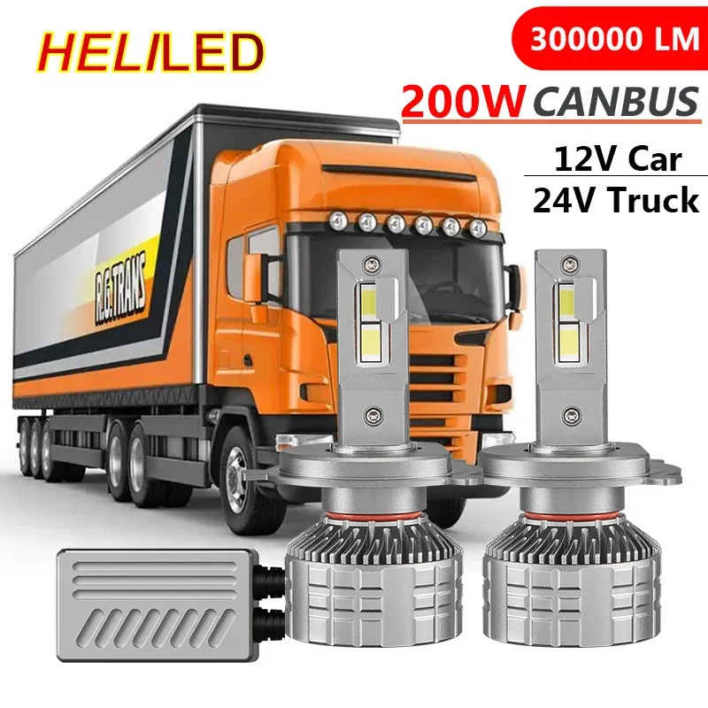 200W 300000LM H7 LED Canbus Bulbs H4 LED Headlight H11 HB4 9006 HB3 9005 Auto Moto CSP 12V Car 3570 CHIP 24v For Truck