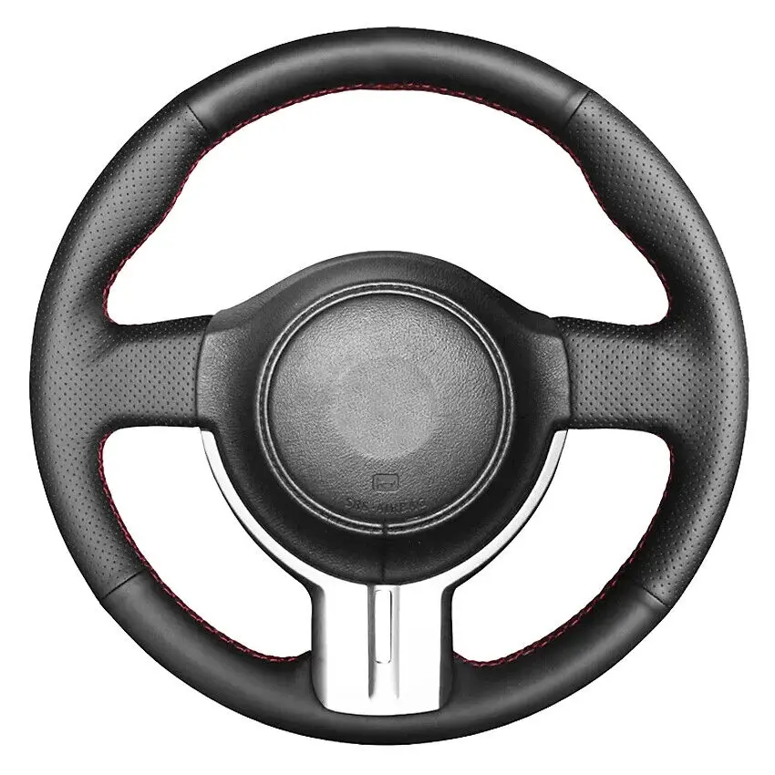 Hand-Stitched  Black Genuine Leather Car Steering Wheel Cover For Toyota 86 FT-86 2012-2016 Non-Slip Grip Interior Accessories