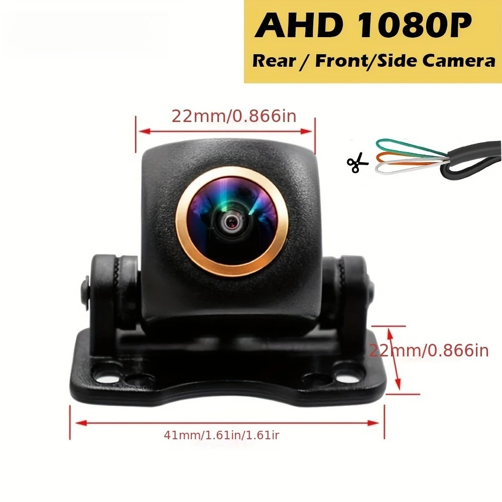 Car Rear Front Side View Camera 1080P Fisheye Wide Angle Lens Backup Camera with Safety Warning Sign, Fit for Cars, Trucks, SUVs