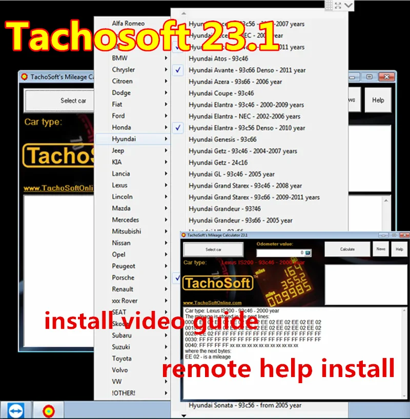 เครื่องคำนวณระยะทาง tachosoft ใหม่ล่าสุดเครื่องคิดเลข23.1 + กล้องติดรถยนต์ + แพคเกจซอฟต์แวร์ไมล์23.1ซอฟต์แวร์ซ่อมแซม tachosoft