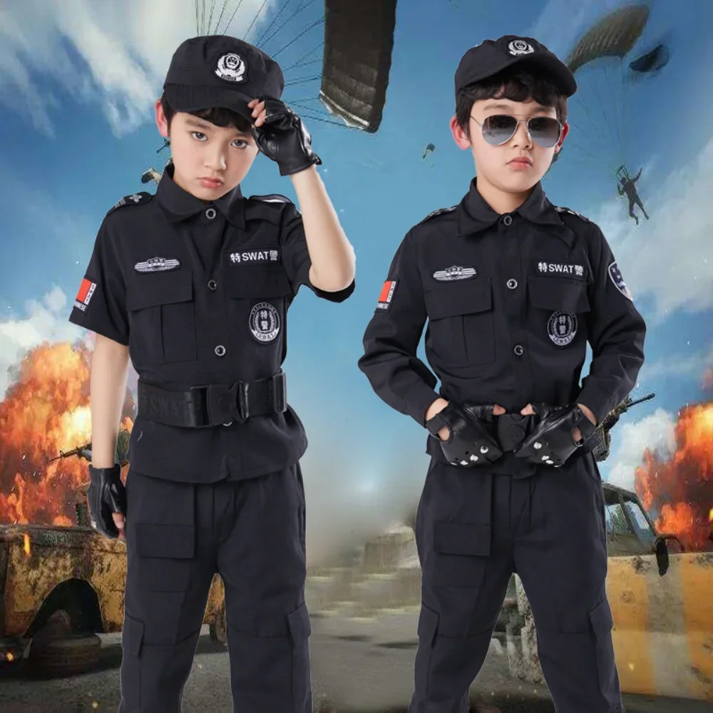 Children Policeman Cosplay Costumes BoysKids Police Clothing Set Special Police Uniform Halloween Birthday Carnival Party Gift