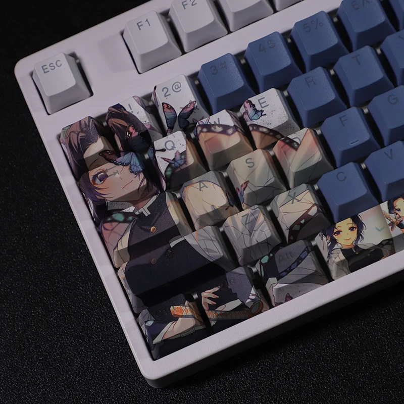 108 Keys/Set Demon Slayer Kimetsu No Yaiba Anime Custom Keycap Keyboard Decoration Beauty Anime Kochou Shinobu Keycaps