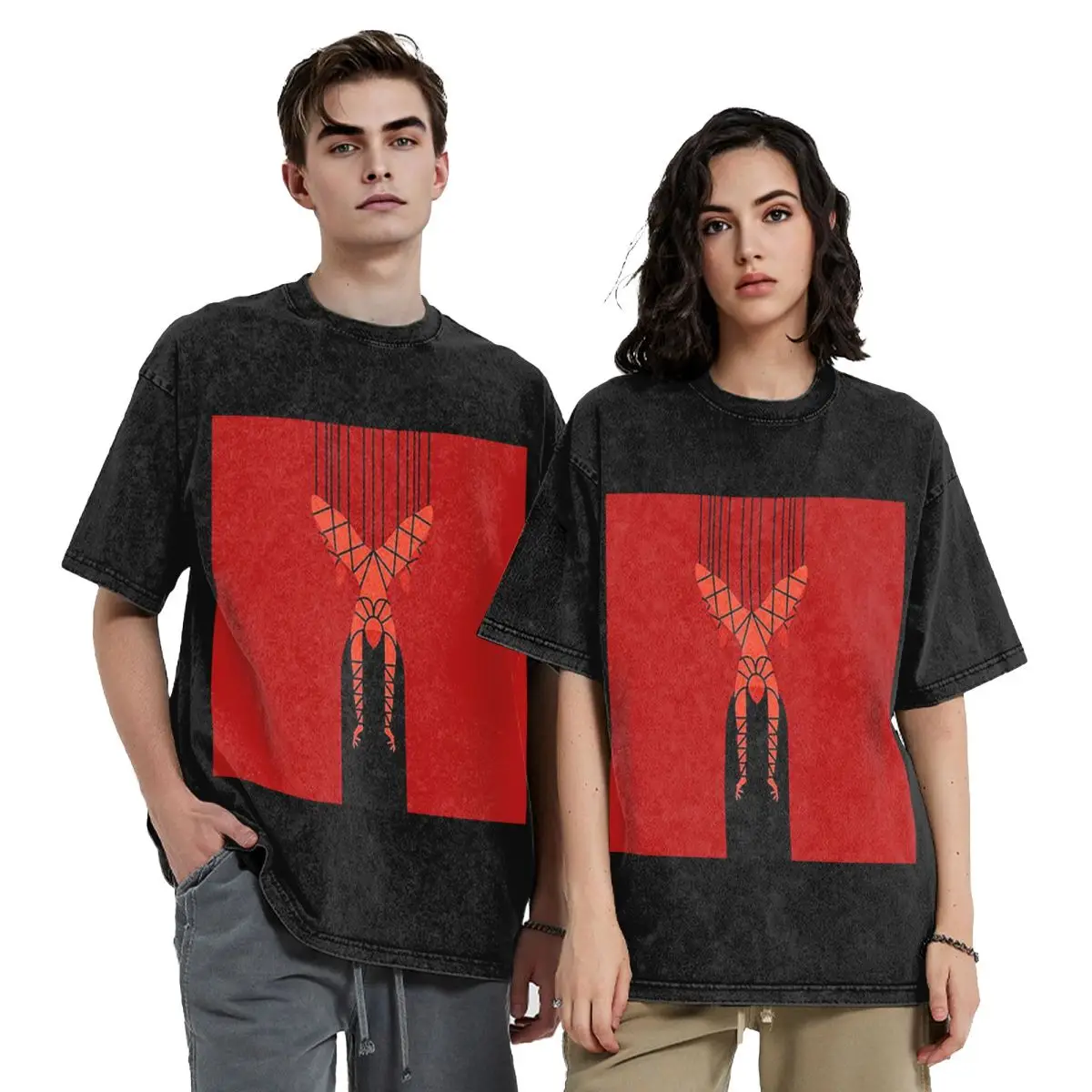 Shibari Bondage Hanging Girl Hip Hop Short Sleeve T-Shirts Washed Tops Tees Streetwear T Shirt Oversized for Men Women
