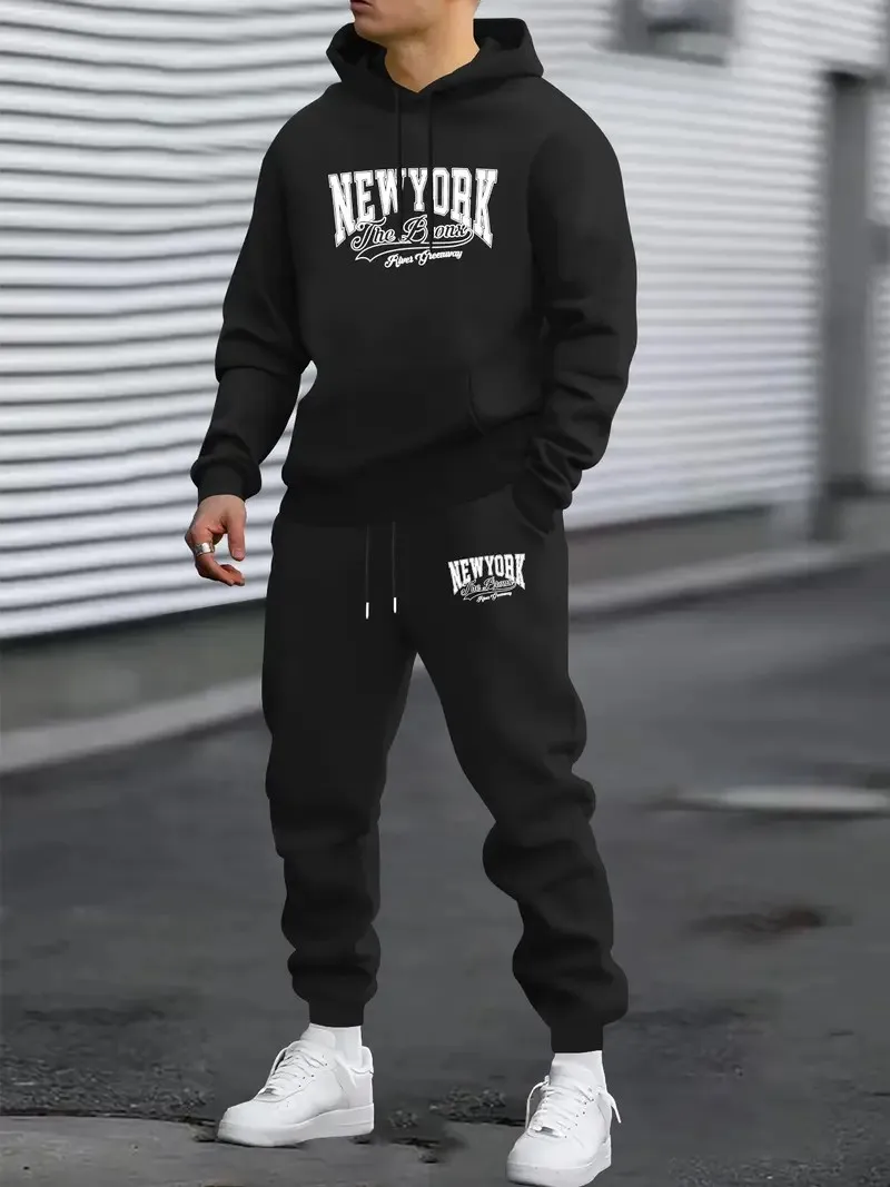 

The new men's set for Spring and Autumn 2025 features a casual fashionable soft and comfortable 3D letter pattern print