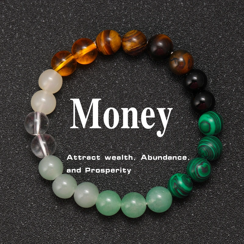 Dad Gifts from Son Natural Stone Bracelet Women Men Attract Good Luck Money Health Green Malachite Tiger Eye Beads Bangles