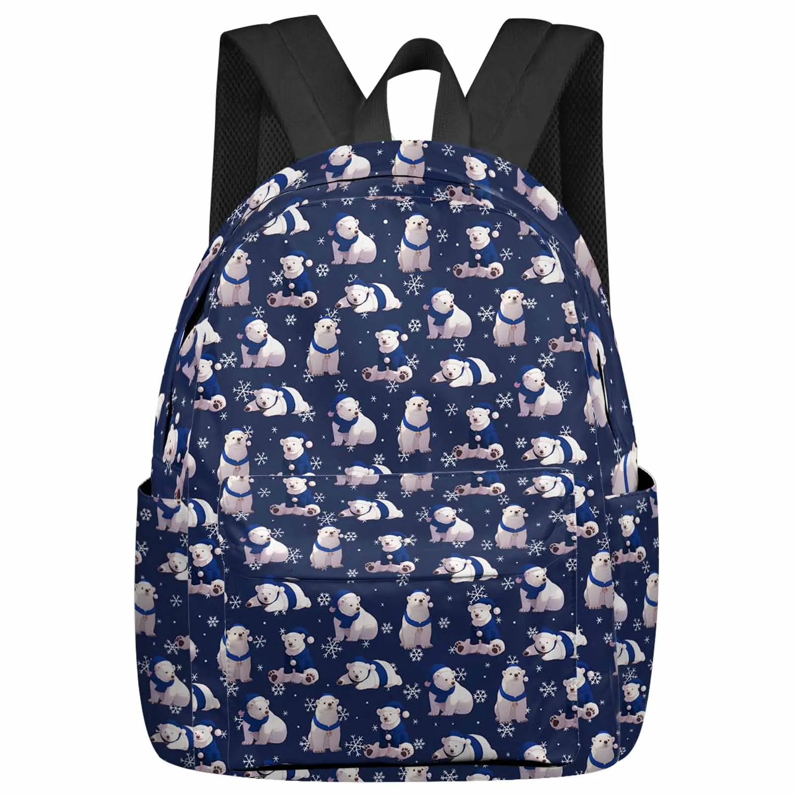 

Winter Polar Bear Texture Blue Large Capacity Backpack Men Laptop Bags High School Teen College Girl Student Mochila