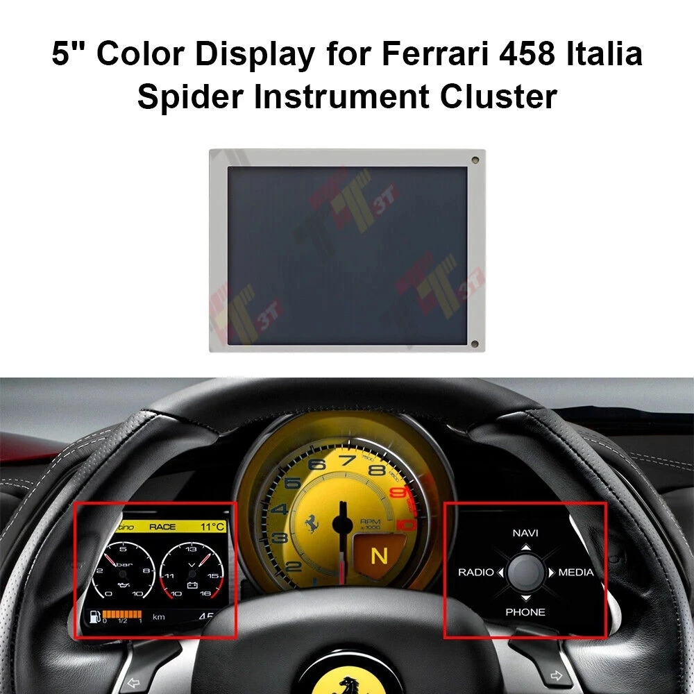 

Dashboard 5" Color LCD Display for Ferrari 458 Italia Spider Instrument Cluster