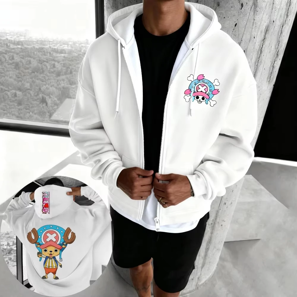 Manteau une pièce à fermeture éclair pour homme, pull à capuche, veste à manches longues, Tony Tony Chopper, Anime, haut de Niche, printemps et automne