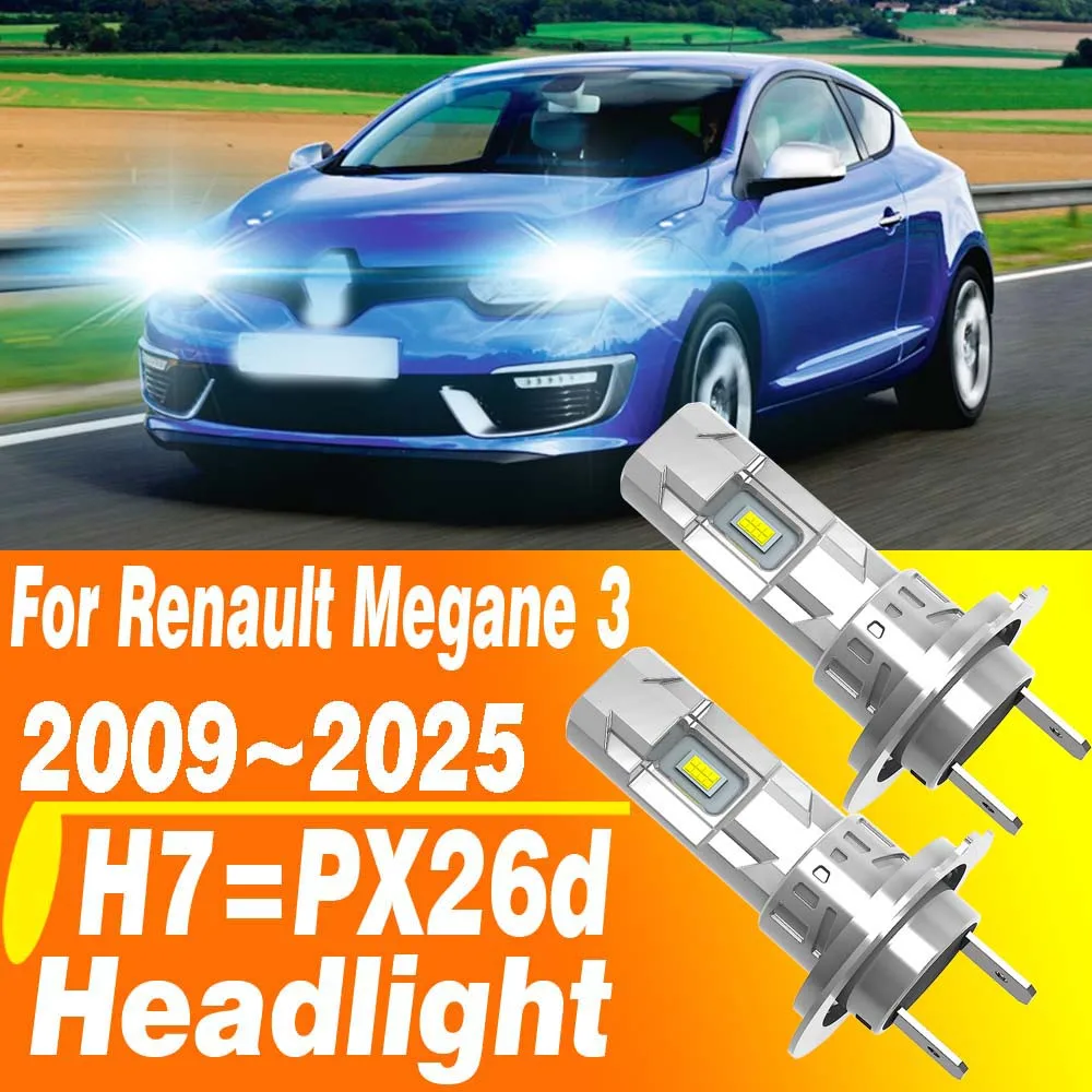 2 uds H7 PX26d faro Led Canbus luz antiniebla bombilla de coche lámpara de diodo Turbo blanco de alta potencia 12v 55w para Renault Megane 3 2009 ~ 2025