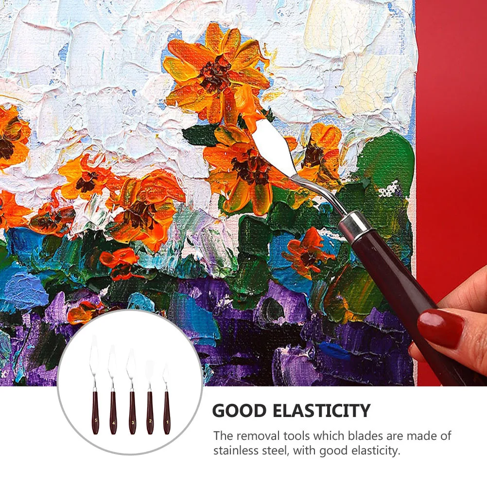 

5Pcs Durable Oil Painting Spatulas Rustproof Stainless Steel Color Mixing Tool Set for Artists Oil Painting Spatula