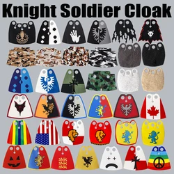 MOC Medieval Castle Rome Knight Cloak Printed Building Blocks Military Soldier Figures Camouflage Overcoat Cape Bricks Kids Toys