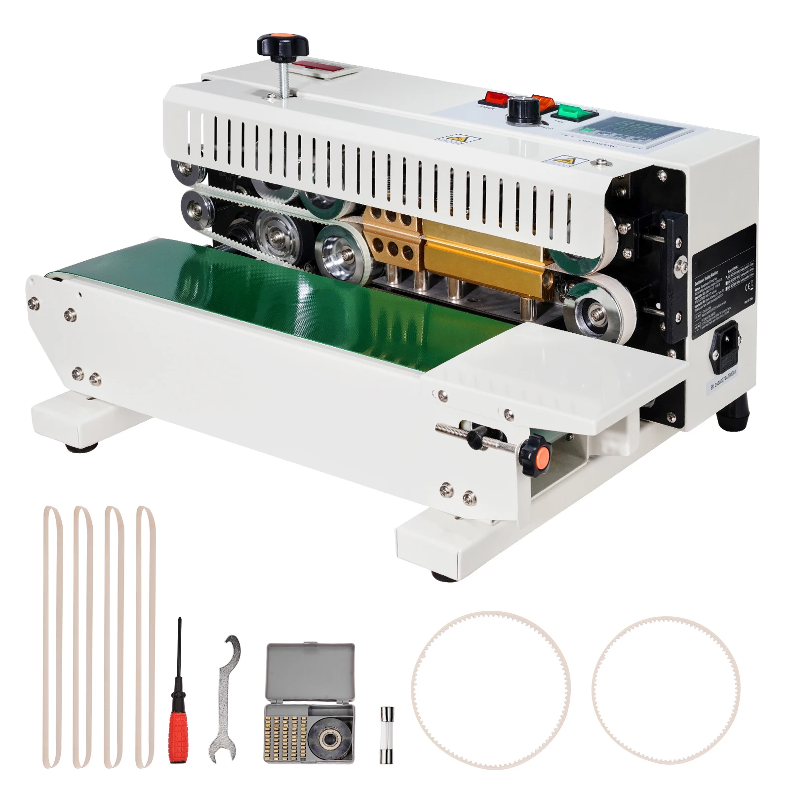 SucceBuy Sigillatrice automatica a fascia orizzontale Sigillatrice continua a fascia per sacchetti con funzione di conteggio per sacchetti di plastica da 0,02-0,8 mm