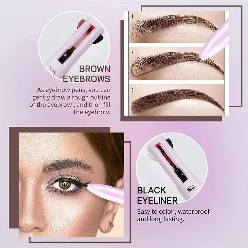 4 In 1 Makeup Pen Eyebrow Pencil Waterproof Drawing Eye Brow Long Lasting Eyebrow Pen Sweatproof Makeup Cosmetic Tool