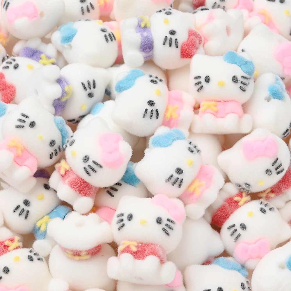 

10 шт., смоляная бусина для прорезывания зубов Sanrio Hello Kitty, фокусная бусина, случайное смешивание для DIY, цепочка для соски, ожерелье, аксессуары, детские игрушки