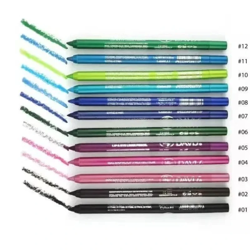 Crayon Eyeliner Longue Durée, Pigment de Comparaison de Couleur, Imperméable, Bleu, Noir, Blanc, Stylo Eye Liner, Maquillage, Cosmétiques pour les Yeux, 14 Documents