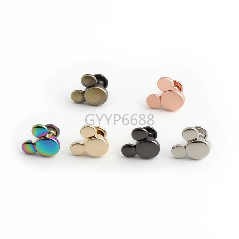 10-50-100PCS 12.5MM Rainbow Metal Chicago Shoes Round Head Rivets Stud Screw Purse Feet Buckles For Leather Bags Accessories