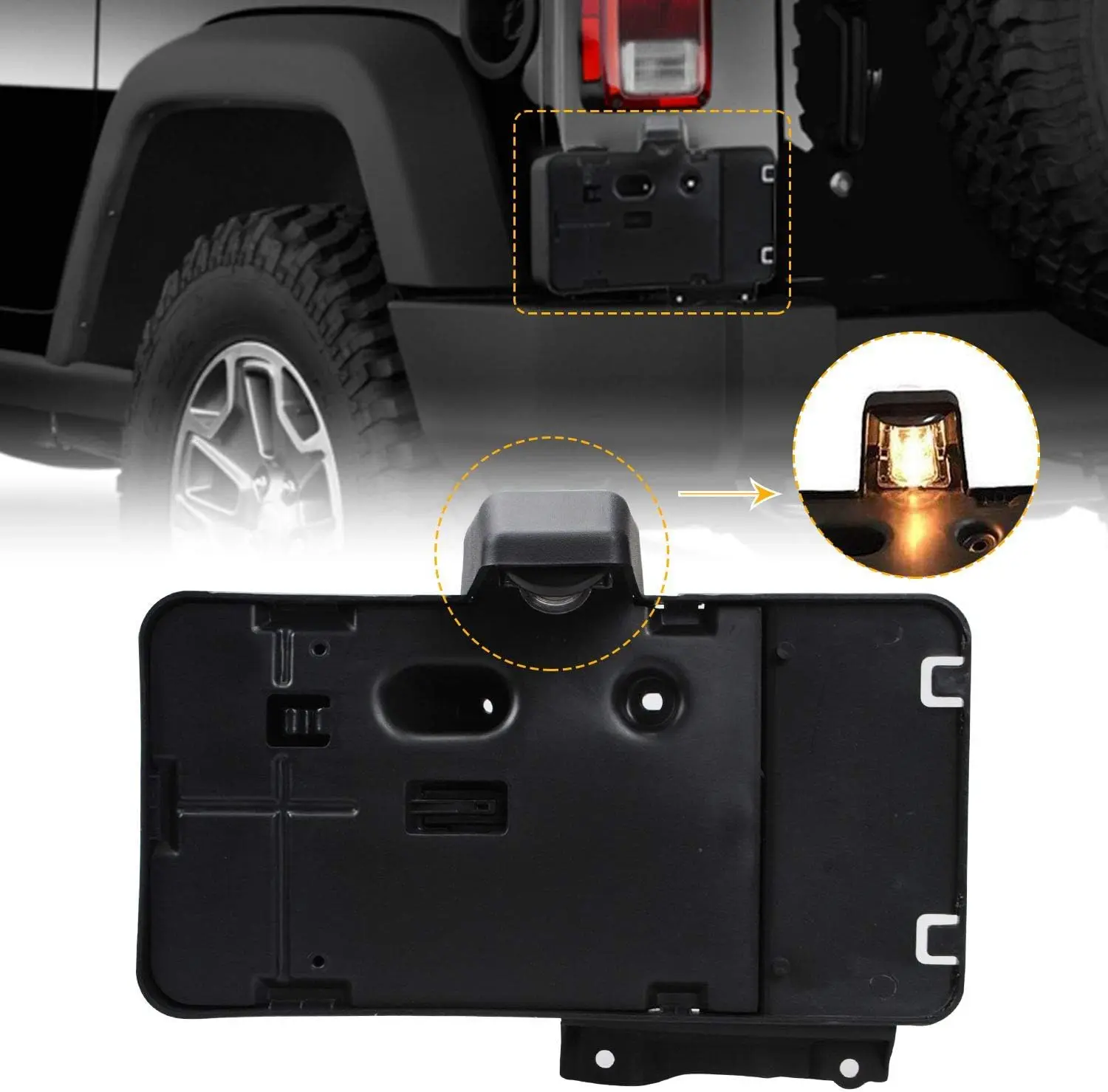 

Держатель номерного знака для Jeep Wrangler JK с подсветкой, совместим с моделями 2007-2017 годов, простой монтажный кронштейн