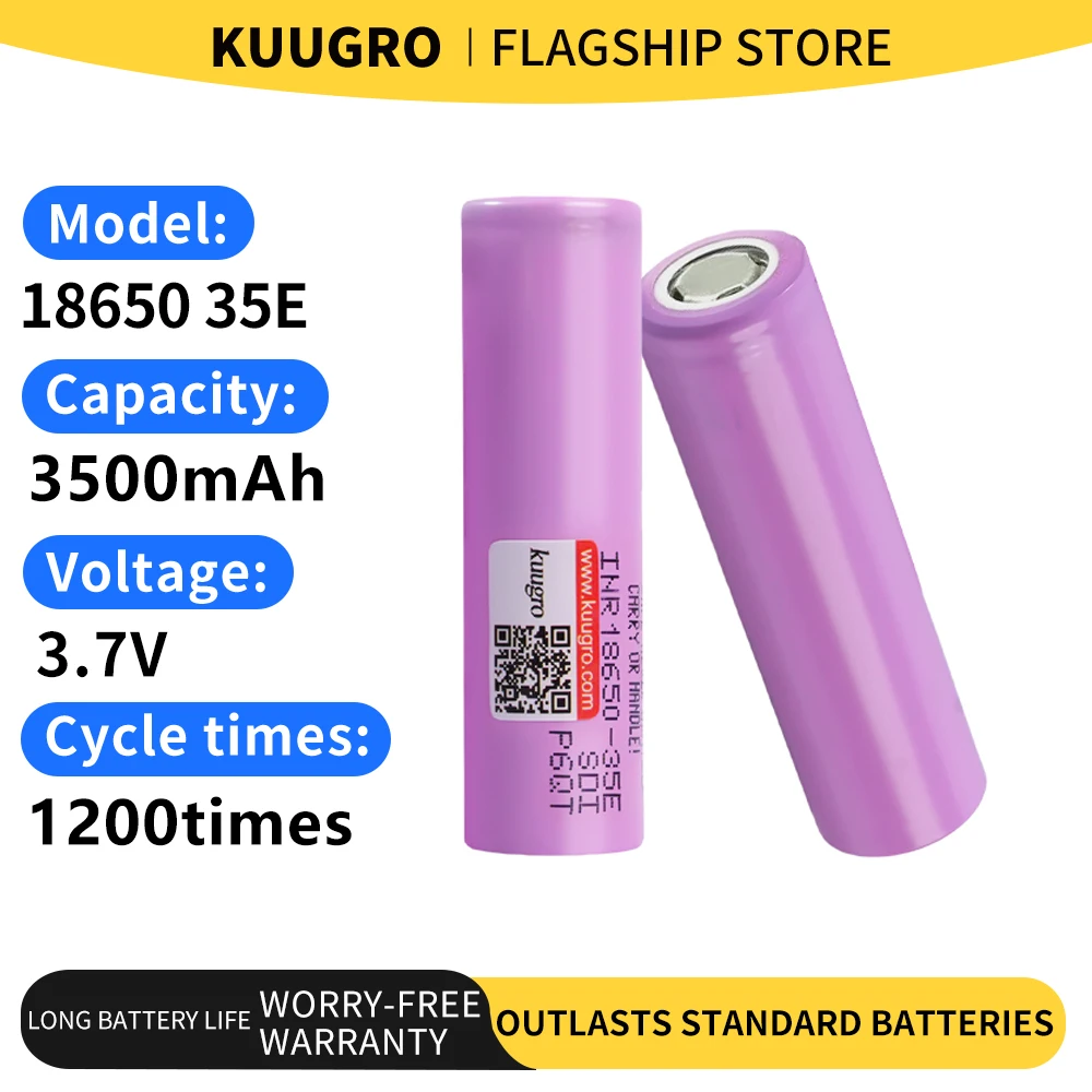 18650 Battery 100% Genuine INR18650-35E 3500mAh 3.7V 10A Rechargeable 18650 Lithium Ion Battery for Toys Power Tools Flashlight