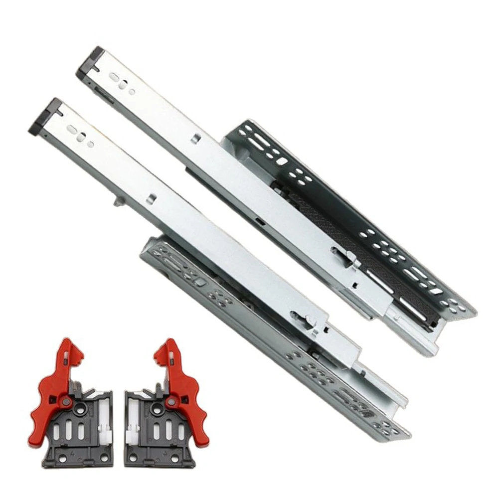 

Механизмы плавного закрывания для выдвижных ящиков 500 мм - 35 кг, полный выдвижной ход, стальная фурнитура, демпферные направляющие с функцией Push-to-Open для шкафов