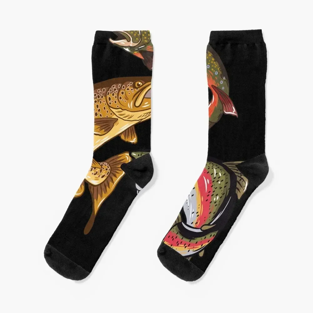 Fly Fishing Trout Tribute Socks Novelties moving stockings crazy snow Boy Socks Women's