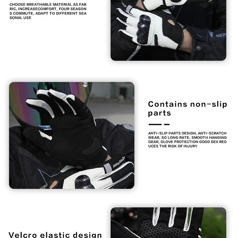 Motorcycle Leather Gloves Carbon Fiber Shell Suitable for Bike Gloves Skateboard Gloves Outdoor Gloves