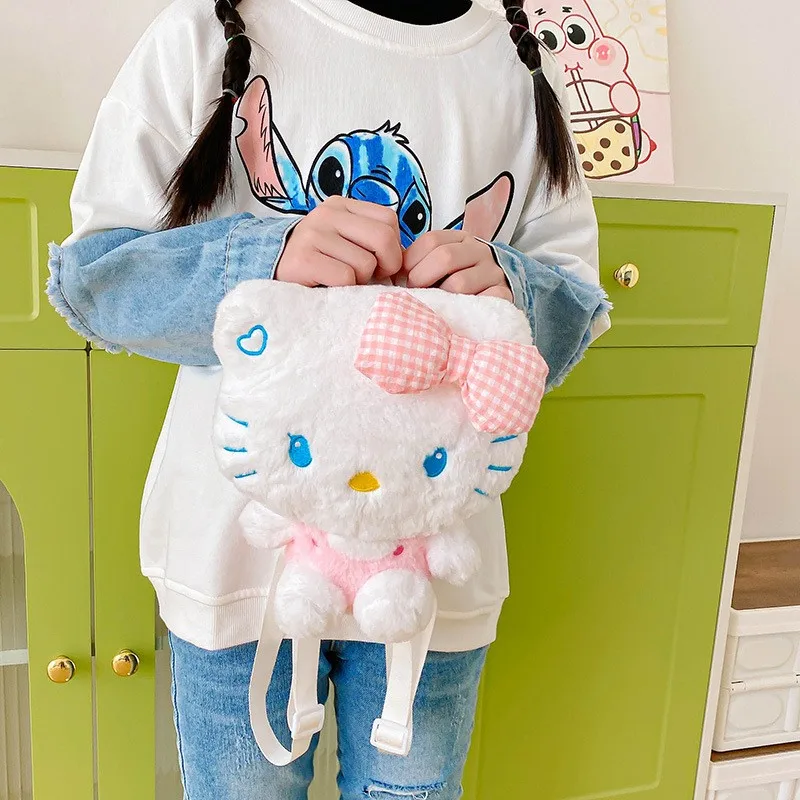 Sanrio mignon Hello Kitty sac à dos dessin animé en peluche poupée Kawaii petit sac femmes fille enfants 25 cm Mini sac à dos cadeaux d'anniversaire